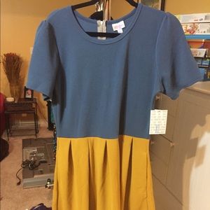 Lula roe XL blue and gold Amelia dress